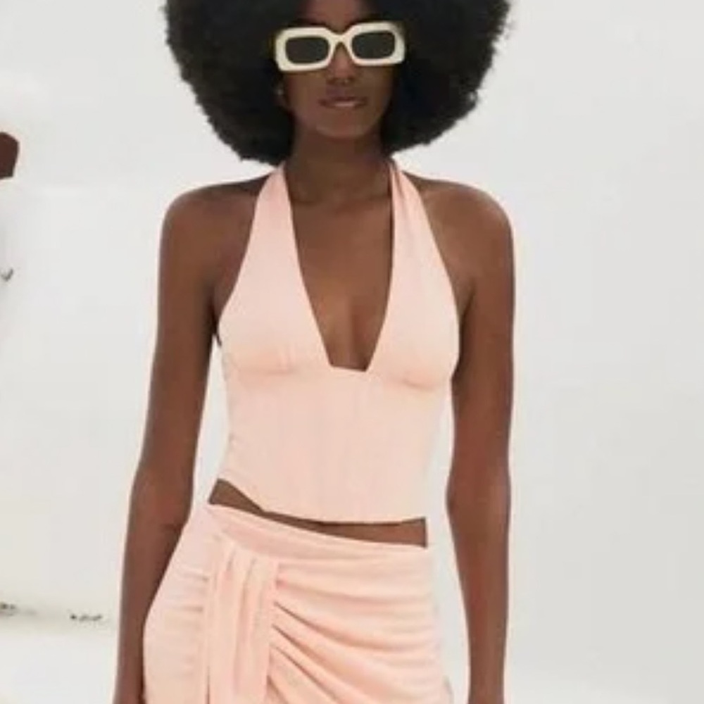 Zara Light Pink Halter Corset Crop Top